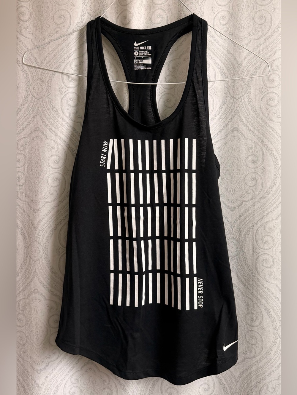 Nike Women’s Black Racerback Tank with White Grid Print